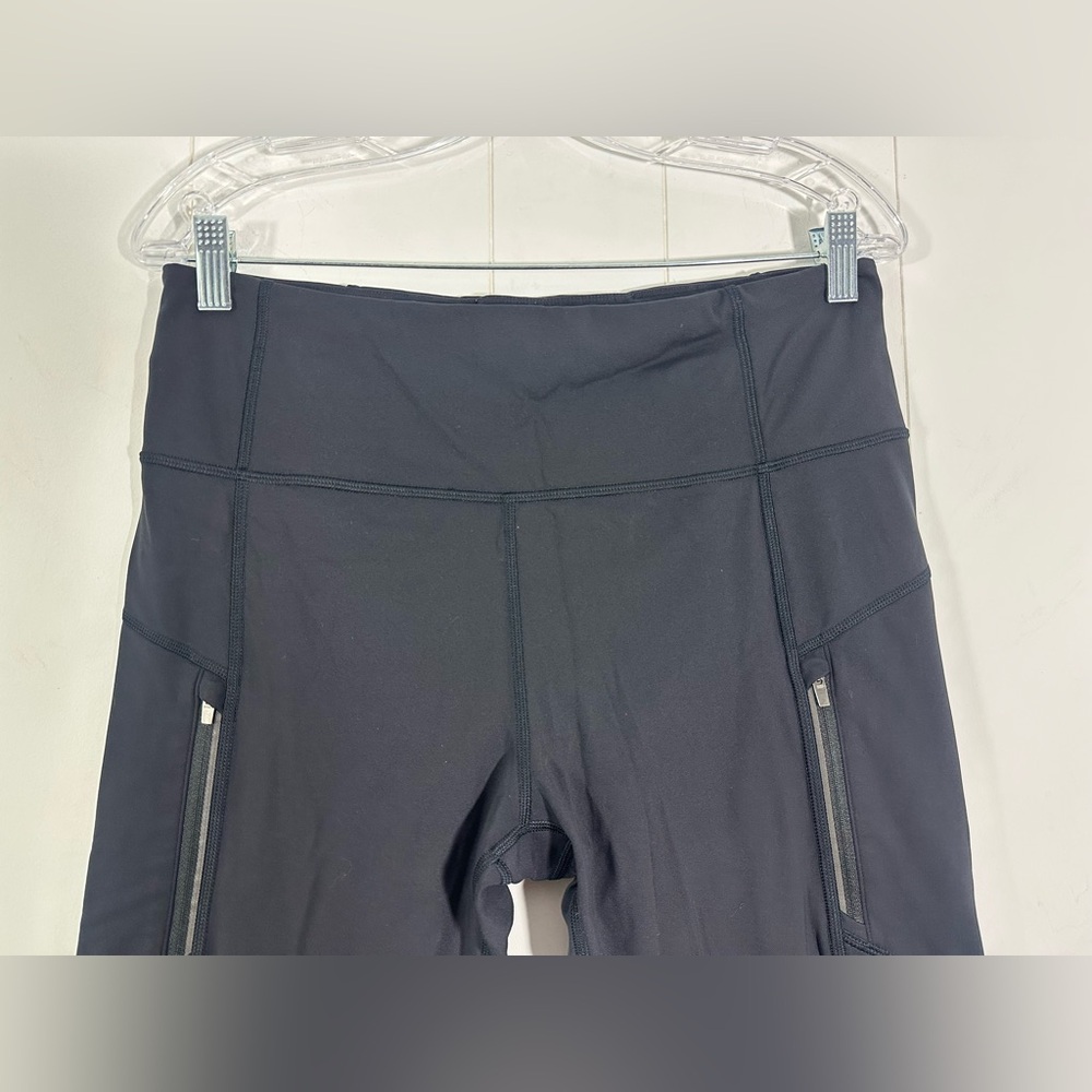 Athleta Leggings Sz L Women’s Black Rainier Tight Pockets Running Fleece - Picture 3 of 12